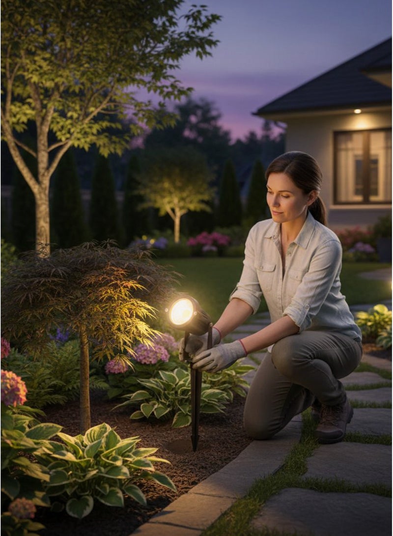 RMAX Outdoor LED Ground Spotlight Waterproof with COB Technology for Garden Tree and Landscape Lighting with Adjustable Ground Stake – Black - Image 5