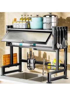 AIWANTO Over Sink Dish Drainer Drying Rack Large Metal Rack With Cover With Drip Tray Adjustable Height ASSEMBLY NEEDED  - Image 2