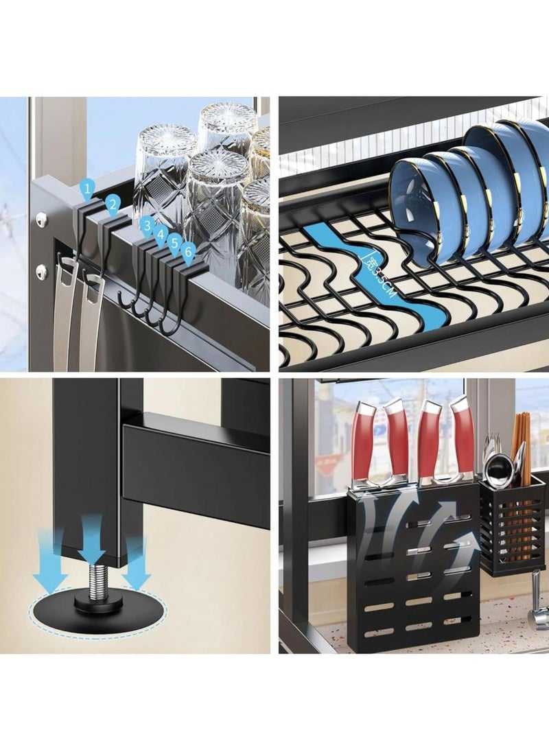 AIWANTO - Over Sink Dish Drainer Drying Rack Large Metal Rack With Cover With Drip Tray Adjustable Height ASSEMBLY NEEDED - Image 1