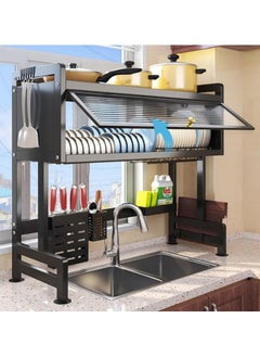 AIWANTO Over Sink Dish Drainer Drying Rack Large Metal Rack With Cover With Drip Tray Adjustable Height ASSEMBLY NEEDED  - Image 5