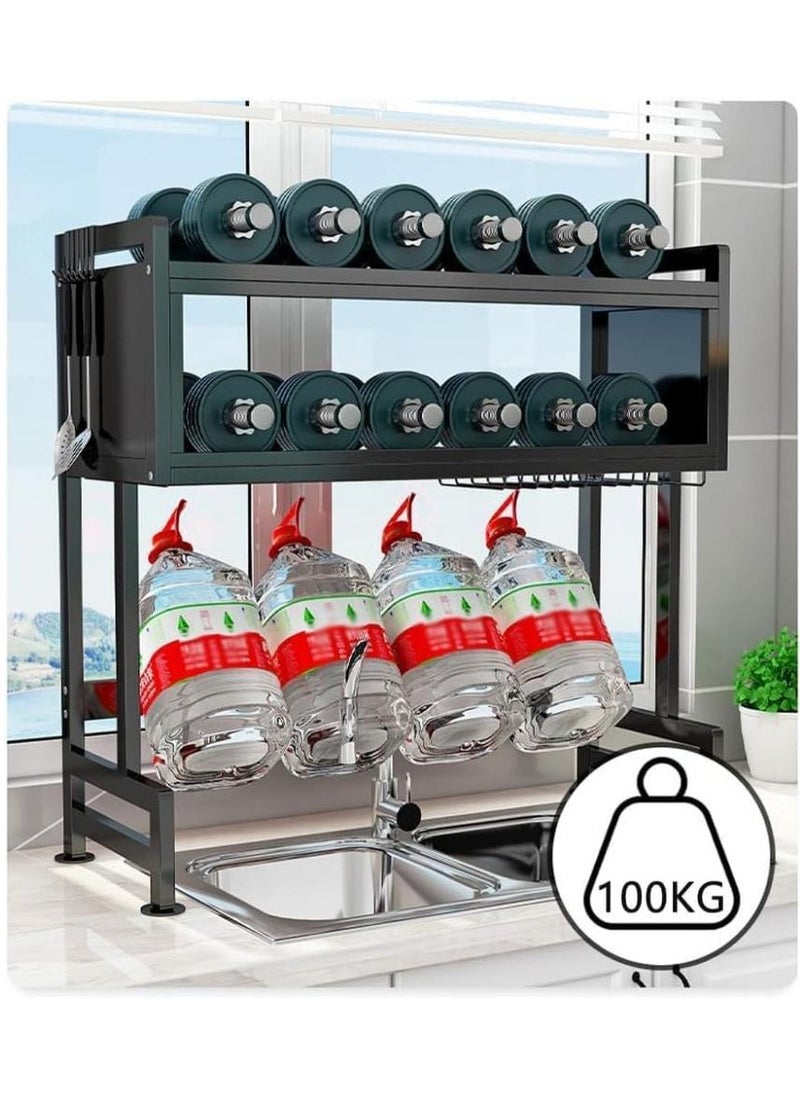 AIWANTO - Over Sink Dish Drainer Drying Rack Large Metal Rack With Cover With Drip Tray Adjustable Height ASSEMBLY NEEDED - Image 1