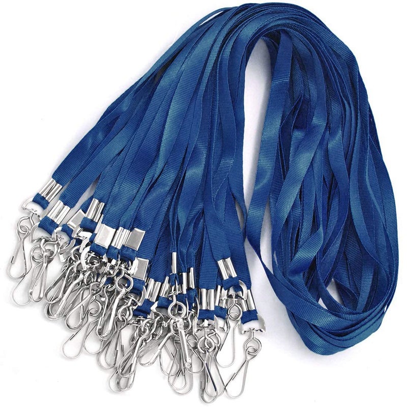 Bird Fiy Bulk Lanyards for Id Badges Nylon Neck Flat Lanyard for ID Name Badge Holder/Name Tag (Navy Blue, 50Pcs) - Image 1