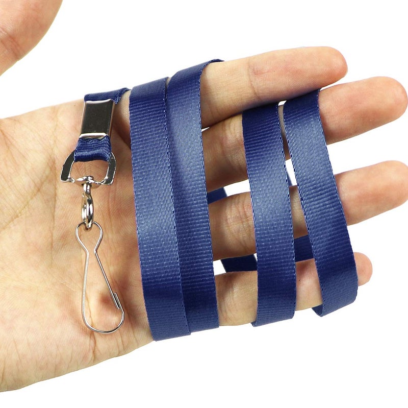 Bird Fiy Bulk Lanyards for Id Badges Nylon Neck Flat Lanyard for ID Name Badge Holder/Name Tag (Navy Blue, 50Pcs) - Image 3