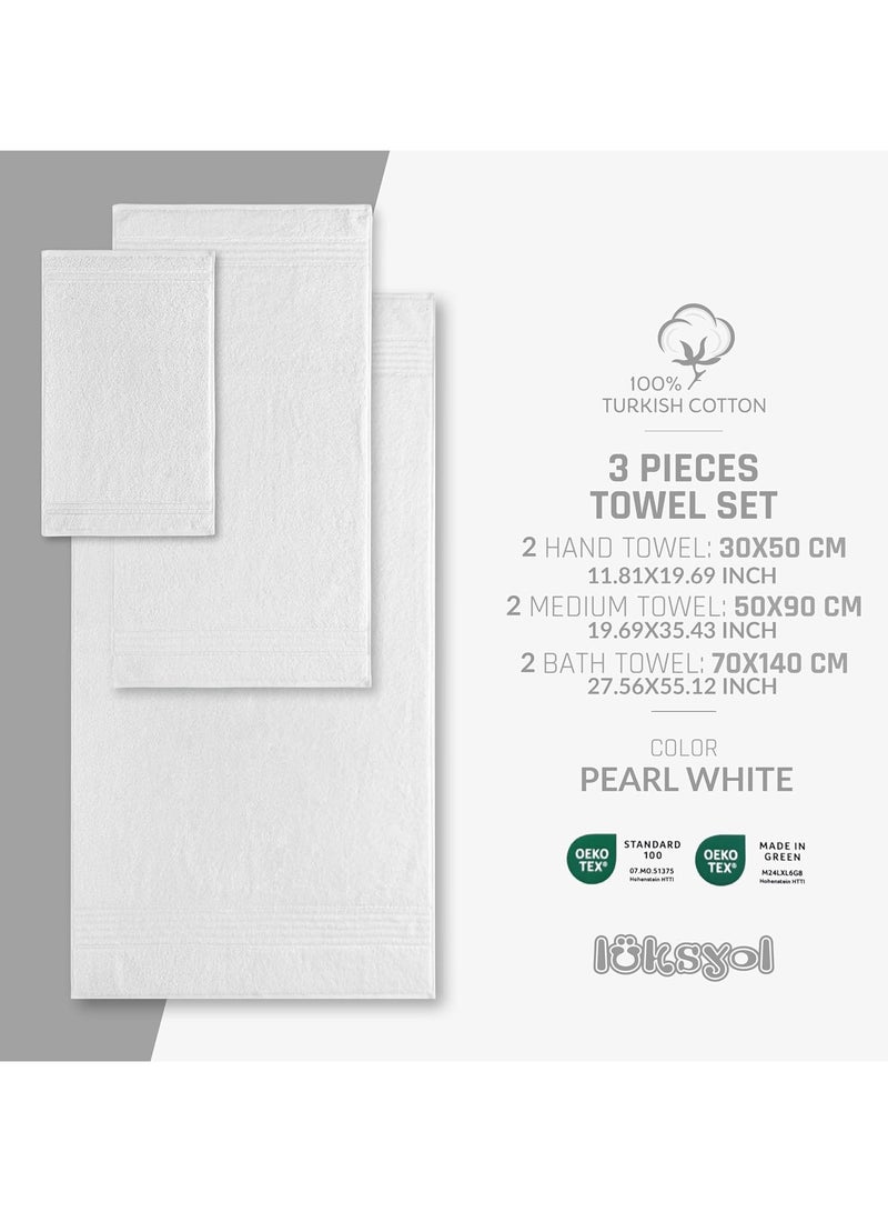 LuksYol Luxury Towel Set - 100% Pure Turkish Cotton - 600 GSM Premium Absorbent & Fluffy Towels - Ultra Soft & Gentle on Skin - Set of 6 (2 Bath 140x70cm, 2 Hand 50x90cm, 2 Wash 50x30cm) - Hotel & Spa Quality Towels - Oeko-Tex Certified (Made in Green & Standard 100) - Highly Absorbent & Quick Drying - Elegant Modern Design - Ideal for Daily Use, Gifting, or Guest Towels - Long-Lasting Durability with Soft Touch - White - Premium Weaving for Luxurious Texture - Fade-Resistant & Machine Washable - Perfect for Bathroom, Gym, Spa & Travel - High-End Cotton Towels by LuksYol - Designed for Comfort & Style with a Premium Feel That Lasts Wash After Wash - Image 4