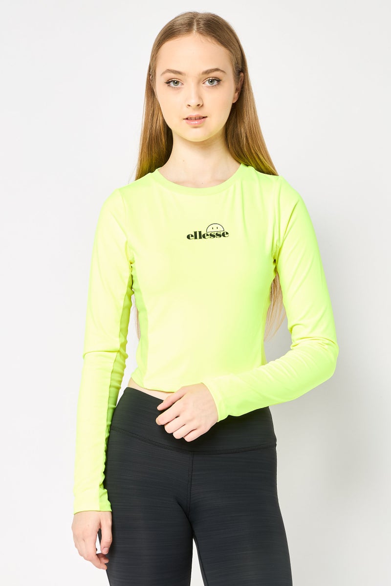 Ellesse إيليس x سمايلي ملابس رياضية نسائية بليزر طويل الأكمام، أصفر نيون - Image 1