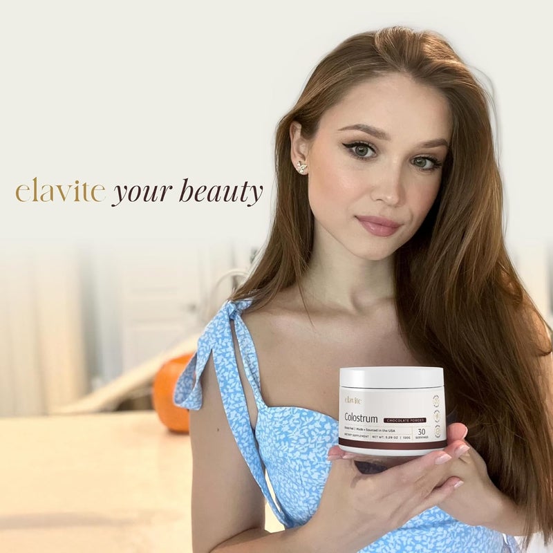 Elavite مسحوق الكولستروم بالشوكولاتة مكمل كولستروم من الأبقار العشبية لصحة الأمعاء ودعم المناعة والشعر والبشرة والأظافر 30 حصة - Image 5