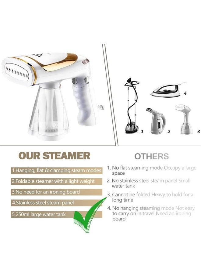 Generic Steamer for Clothes 1600W High-Power Handheld Steam Portable Foldable Travel Garment Steamer Three Speeds Adjustment Garment Steamers with Detachable 250ml Water Tank Fast Heat Up in 20s  - Image 3