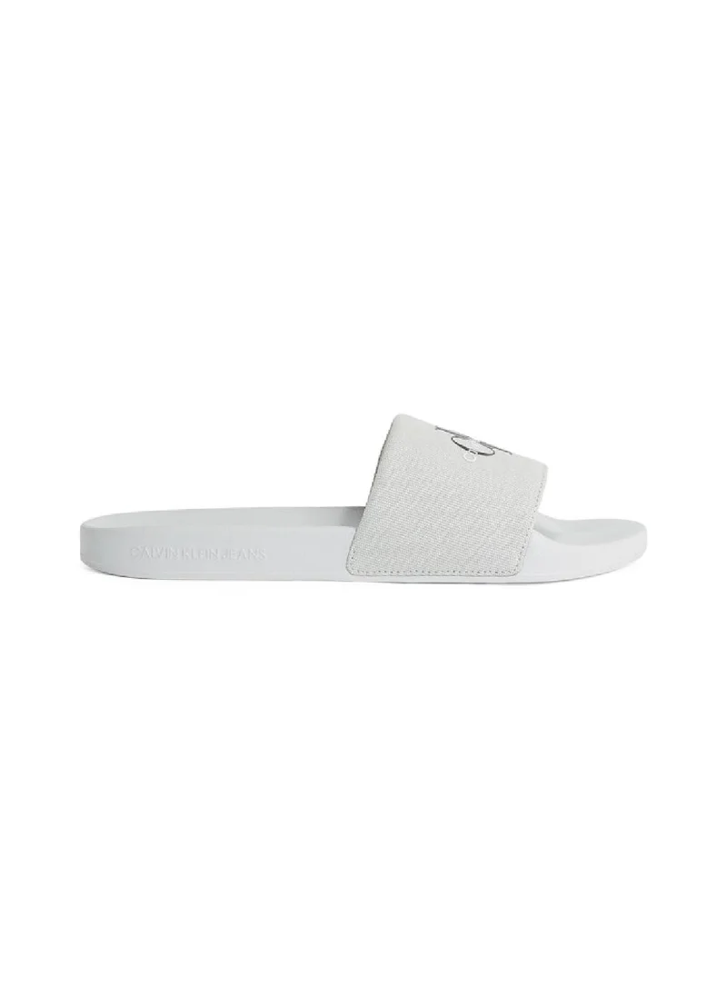 Calvin Klein Jeans Men's Canvas Logo Sliders - Cotton, White