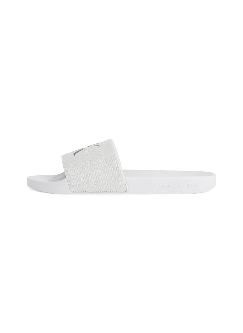 Calvin Klein Jeans Men's Canvas Logo Sliders - Cotton, White  - Image 5