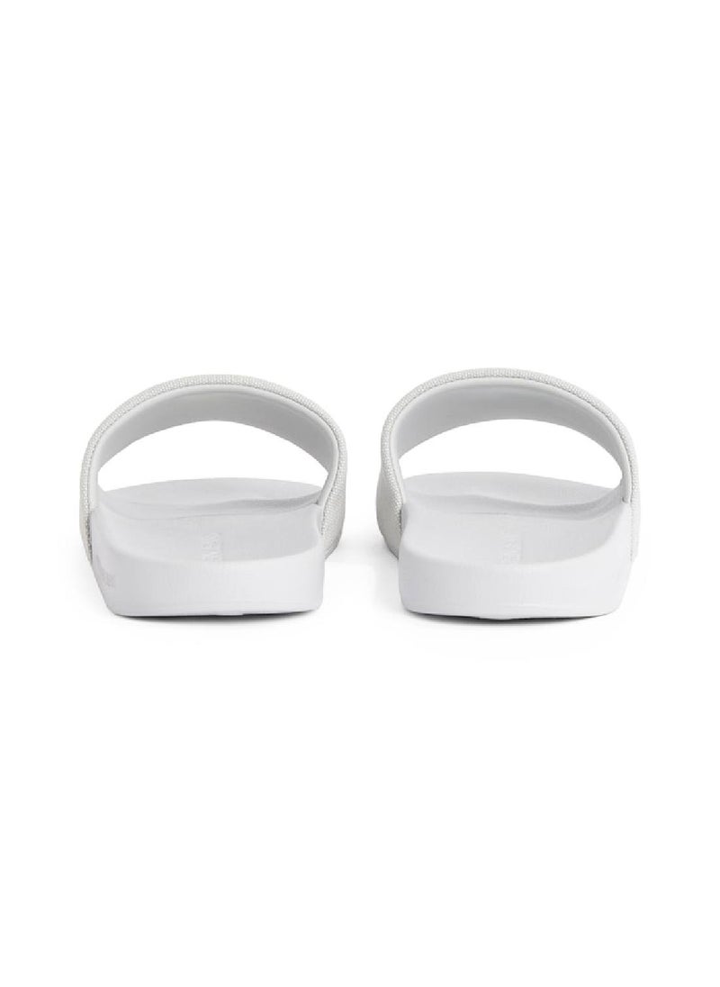Calvin Klein Jeans Men's Canvas Logo Sliders - Cotton, White  - Image 3
