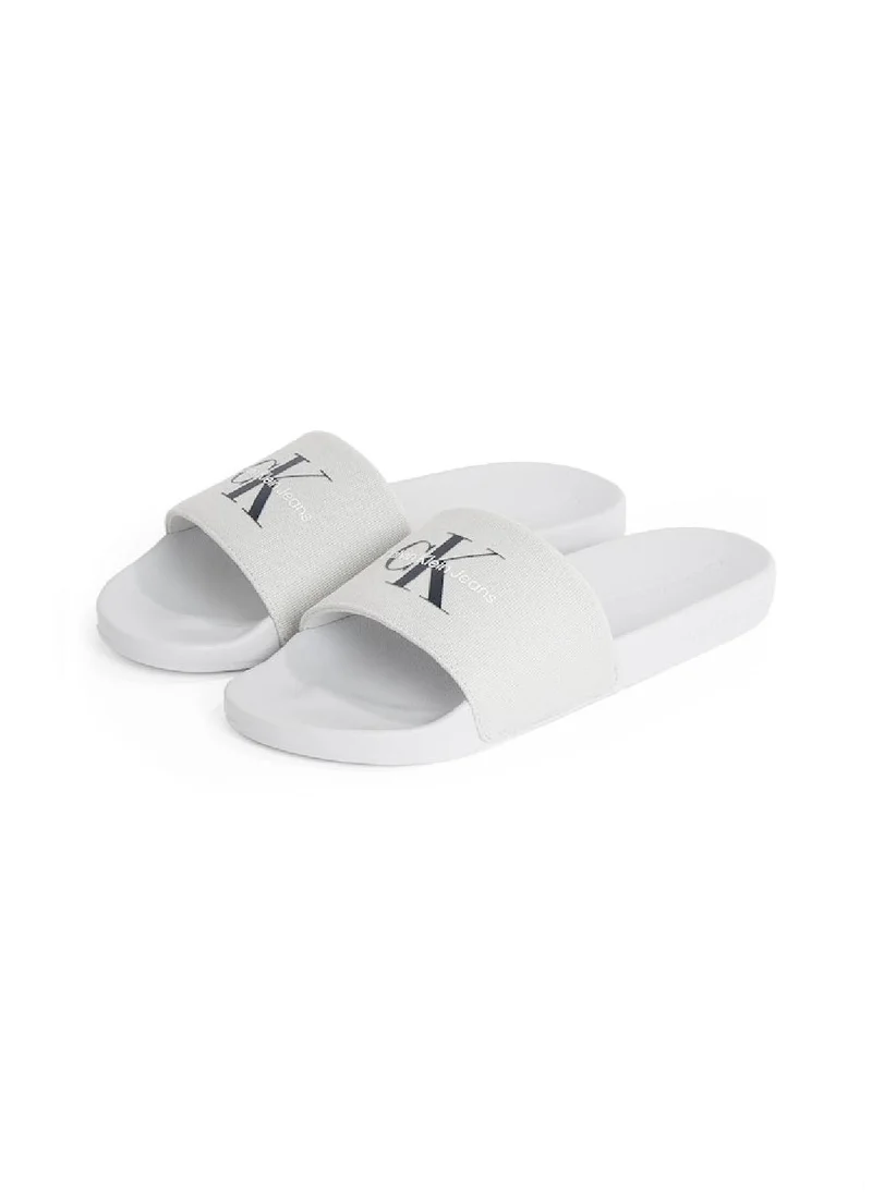 Calvin Klein Jeans Men's Canvas Logo Sliders - Cotton, White