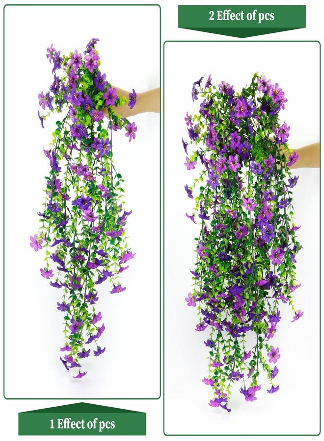Finphoon Artificial Fake Flowers Plants for Outdoor, 2PCS UV Resistant Silk Flower Hanging Plants for Planter Outdoor Flower Pots Front Door Porch, Wedding Wall Spring Summer Home Decoration - Image 5