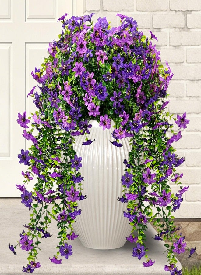 Finphoon Artificial Fake Flowers Plants for Outdoor, 2PCS UV Resistant Silk Flower Hanging Plants for Planter Outdoor Flower Pots Front Door Porch, Wedding Wall Spring Summer Home Decoration - Image 1