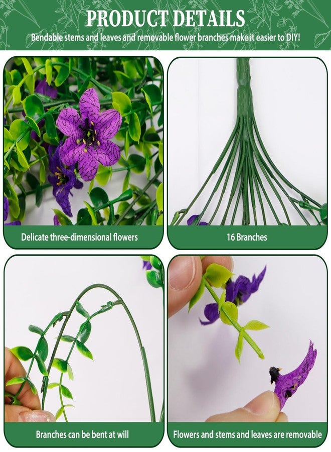 Finphoon Artificial Fake Flowers Plants for Outdoor, 2PCS UV Resistant Silk Flower Hanging Plants for Planter Outdoor Flower Pots Front Door Porch, Wedding Wall Spring Summer Home Decoration - Image 3