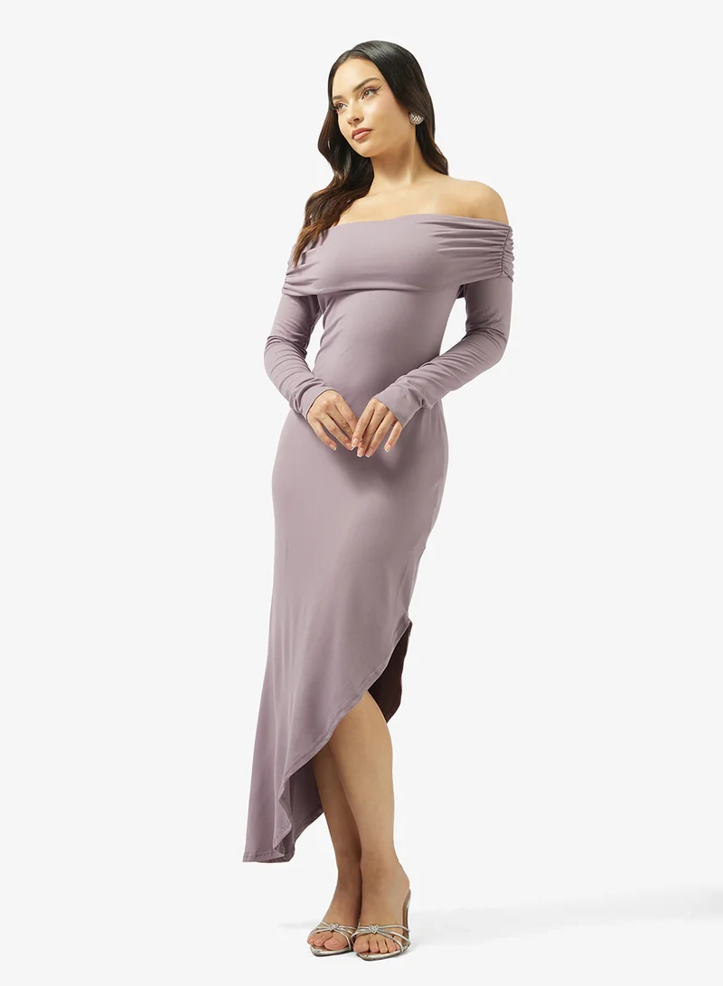 Ginger Off Shoulder Assymetric Dress