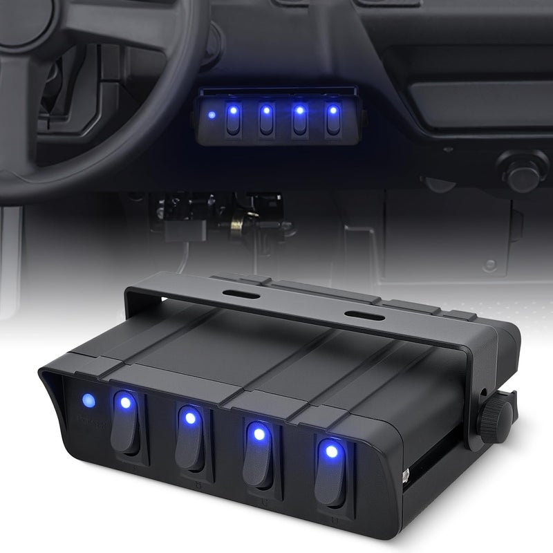 Nilight 4 Gang Rocker Switch Box Waterproof SPST Toggle Panel Blue LED 12V 24V 20A 40Amp Max for Automotive Cars Vehicles Boats RVs Campers SUVs - Image 1