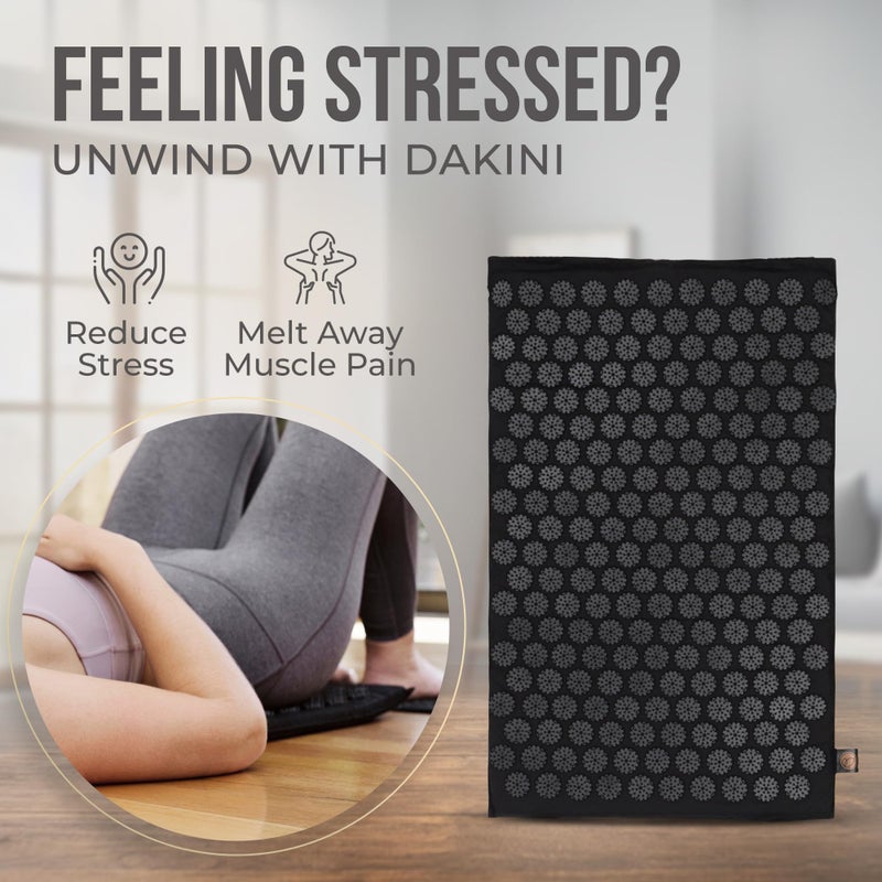 Dakini Acupressure Mat and Pillow Set with Extra Mini Accupressure Massage Pad - Acupuncture Mat Full Body - Accupoint Pad with Pressure Point for Back Pain (Black) - Image 3