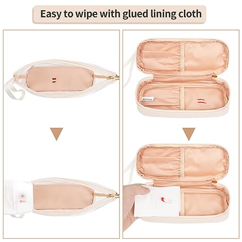 Ethereal Clear Makeup Bag, Cream Small Cosmetic Bag Travel Makeup Bag for Women TSA Approved Toiletry Bag Portable Makeup Pouch - Image 5