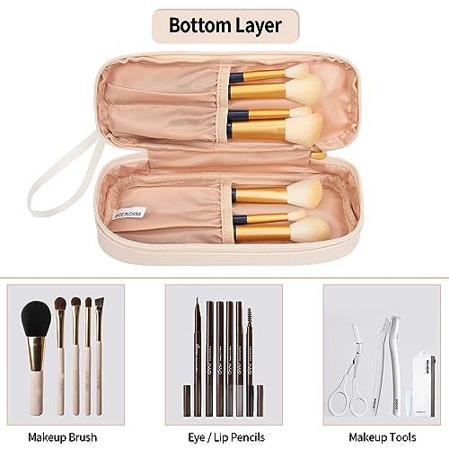 Ethereal Clear Makeup Bag, Cream Small Cosmetic Bag Travel Makeup Bag for Women TSA Approved Toiletry Bag Portable Makeup Pouch - Image 3