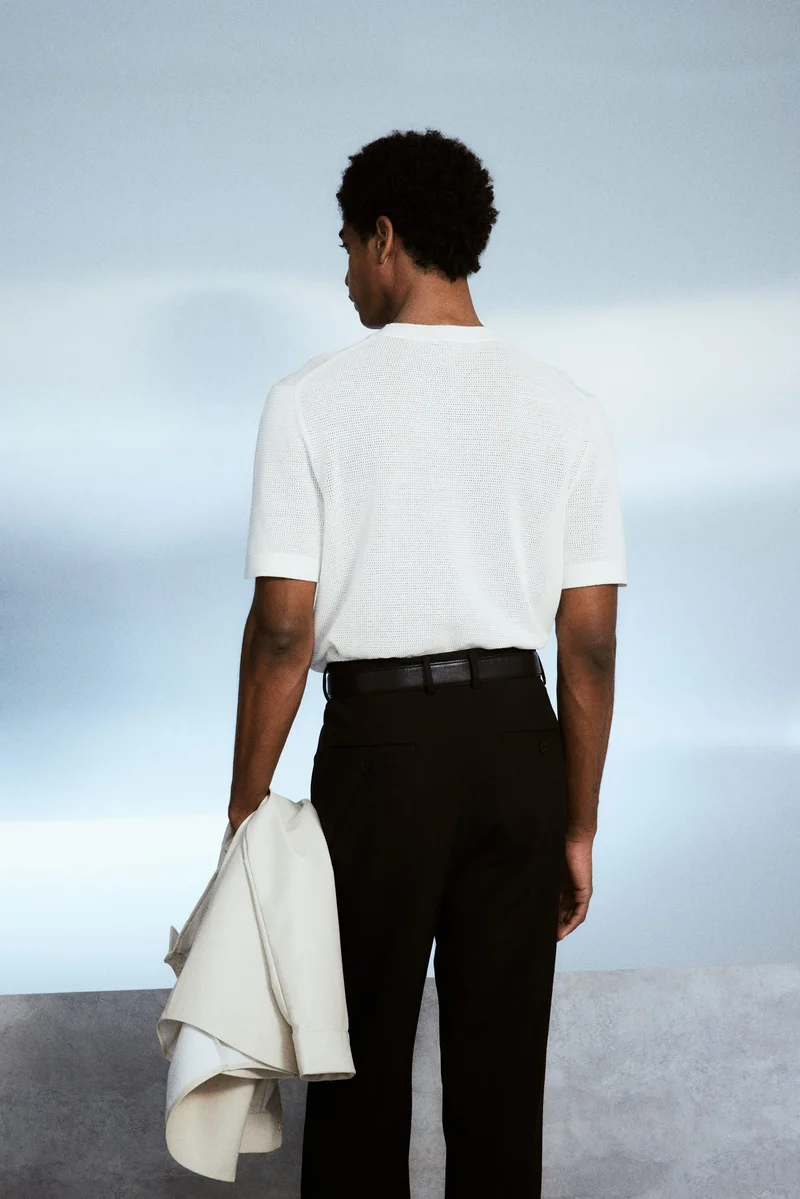 H&M Regular Fit Hole-knit T-shirt