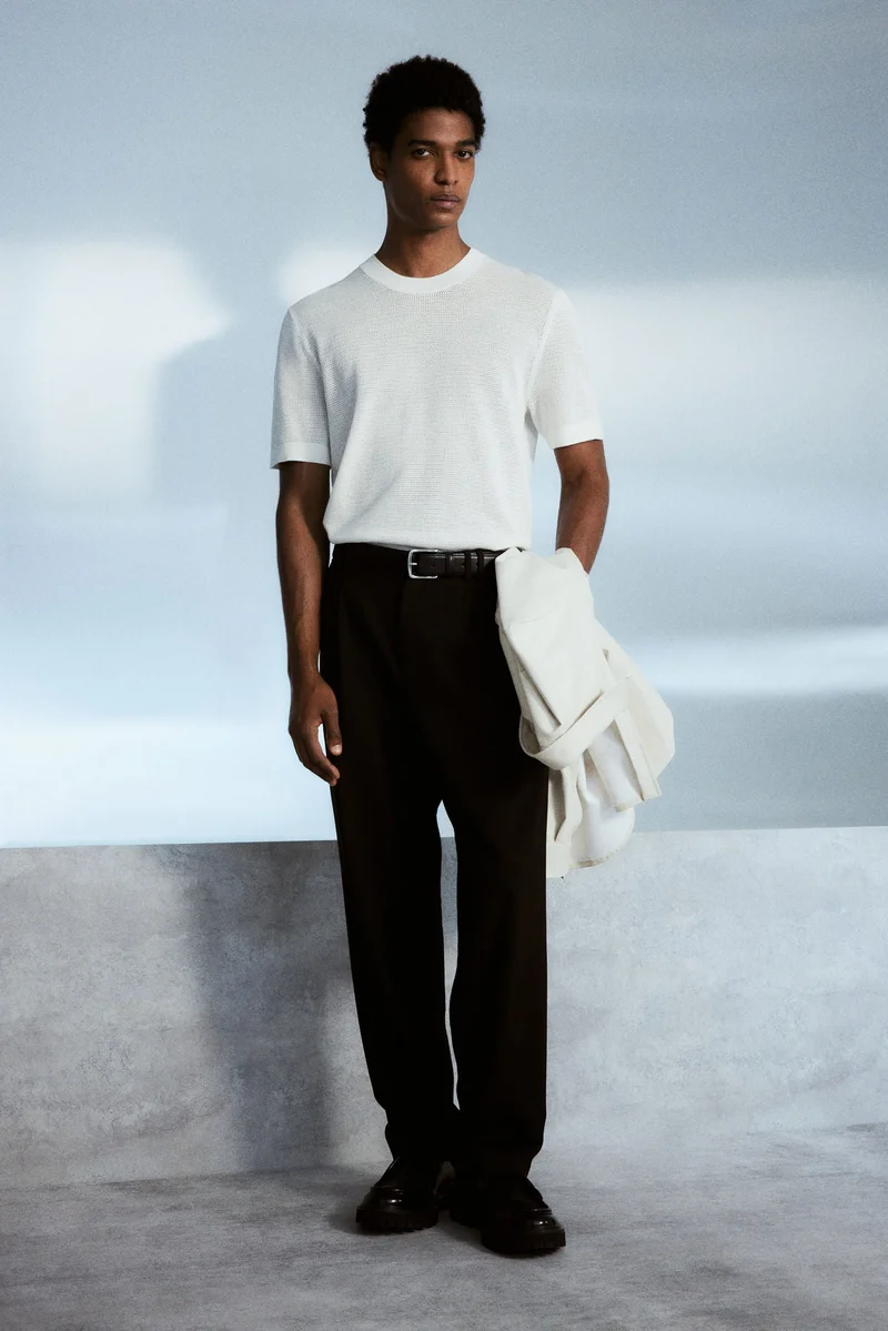 H&M Regular Fit Hole-knit T-shirt
