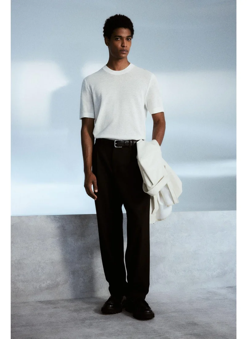 H&M Regular Fit Hole-knit T-shirt