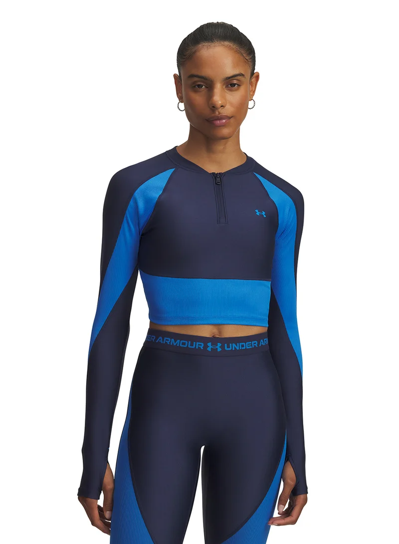 UNDER ARMOUR 1/4 HeatGear Ribbed Zip T-Shirt