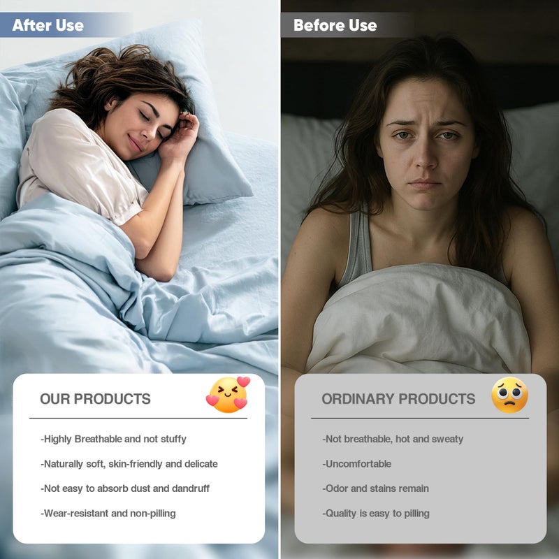 GroundBam Silver Infused Bed Sheets Set, Cooling Tencel Sheet with Self-Cleaning Technology for 3X Freshness Sleep, Hypoallergenic & Breathable sheet Perfect for Hot Sleepers & Sensitive Skin (Blue, Queen ) - Image 4