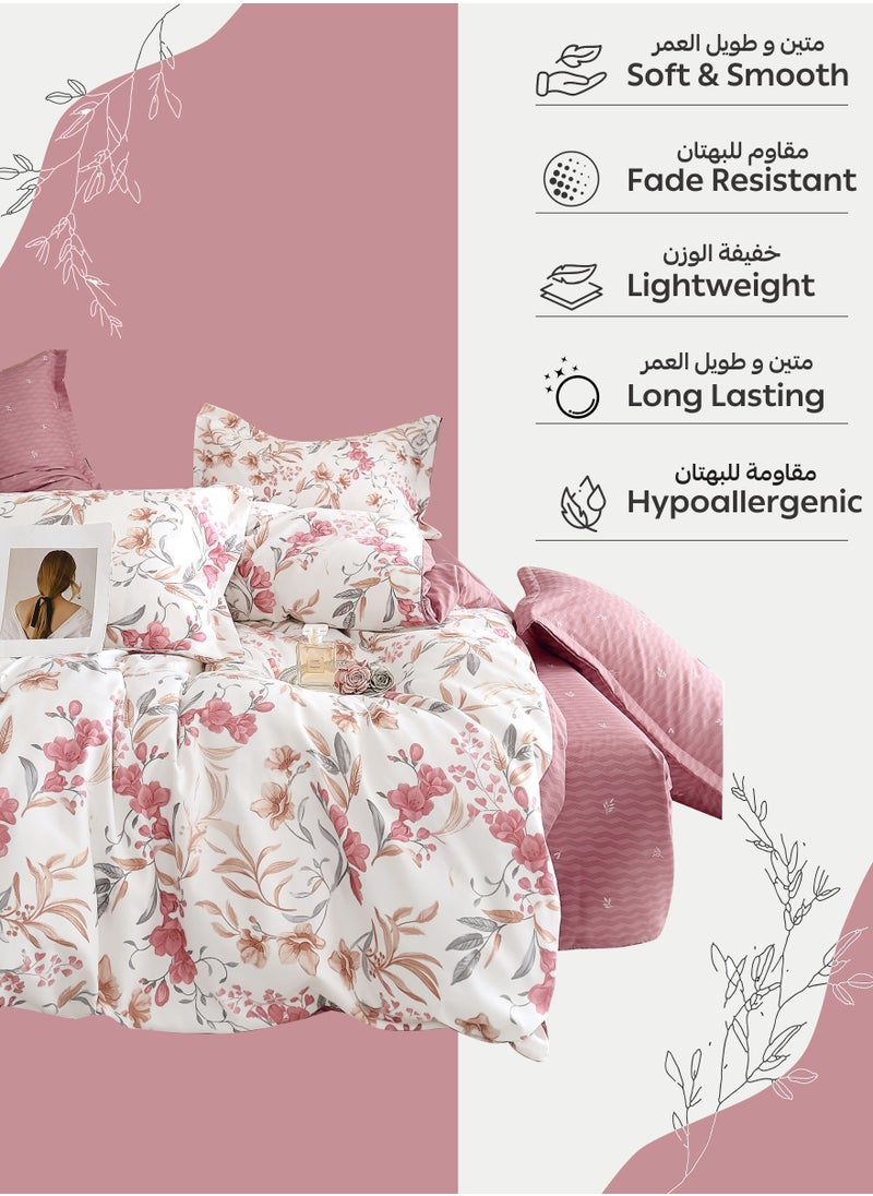 Donetella Printed Duvet Set, King Size 220x240 cm - 6-Pcs Bed Set, Microfiber Fabric - 1 Duvet Cover, 1 Fitted Sheet, 2 Pillow Shams, 2 Pillowcases (Filler Not Included)  - Image 5