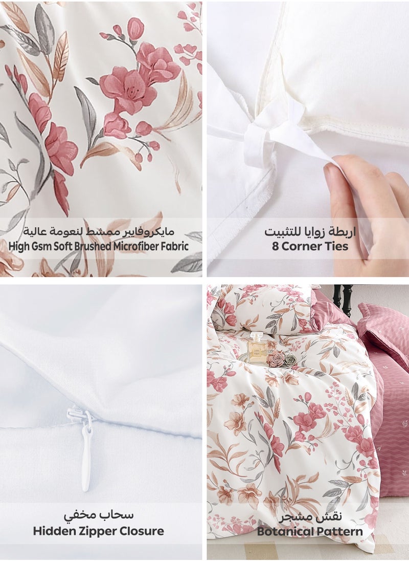 Donetella Printed Duvet Set, King Size 220x240 cm - 6-Pcs Bed Set, Microfiber Fabric - 1 Duvet Cover, 1 Fitted Sheet, 2 Pillow Shams, 2 Pillowcases (Filler Not Included)  - Image 4