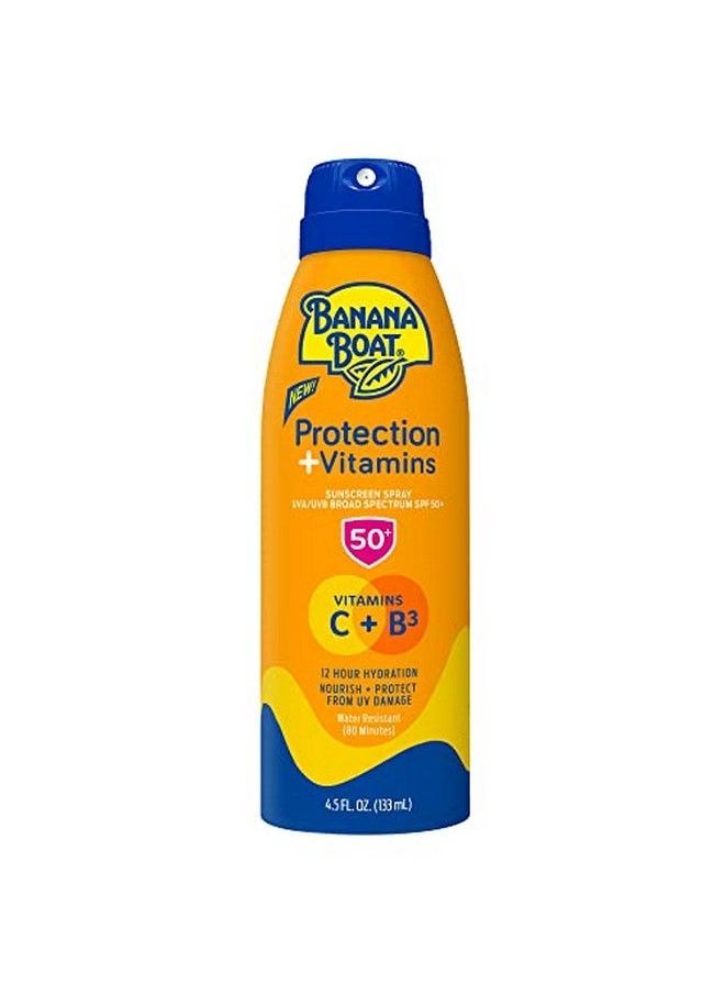 BANANA BOAT Banana Boat Protection + Vitamins Sunscreen Spray Spf 50 | Moisturizing Sunscreen With Vitamin C & Niacinamide | Banana Boat Spray Sunscreen Vitamin B3 & Vitamin C Sunscreen 4.5 Oz.  - Image 1