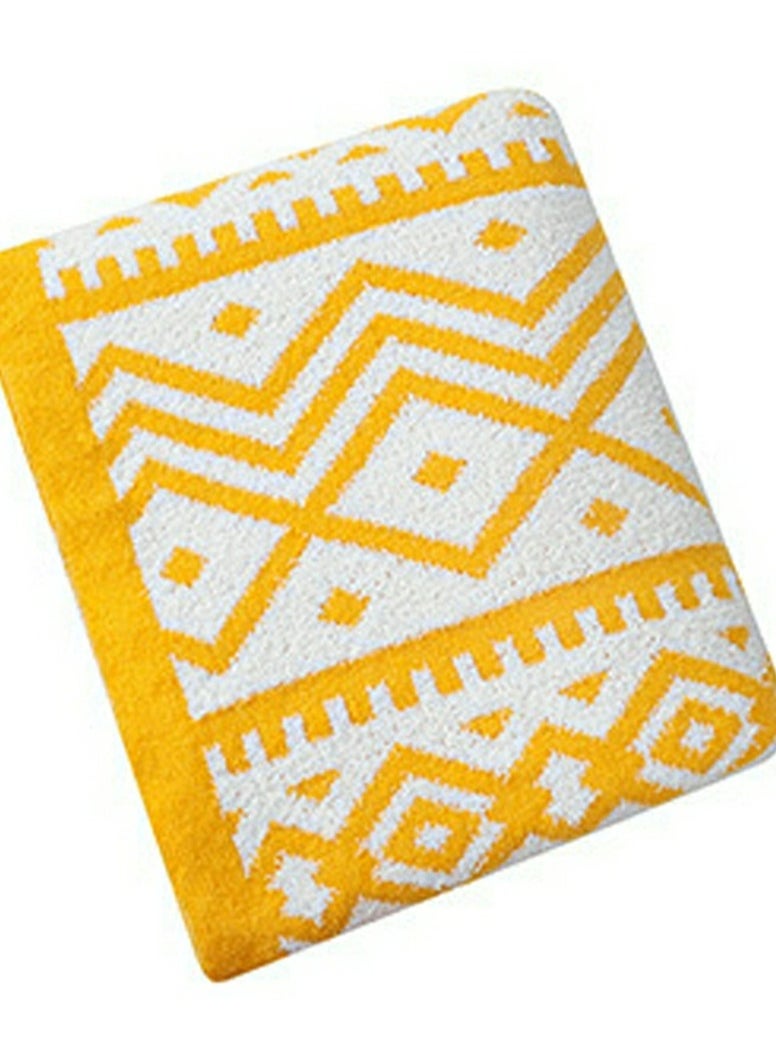 Loquat Bohemian Style Printed Soft Throw Blanket Keep Warm Yellow/White  - Image 4
