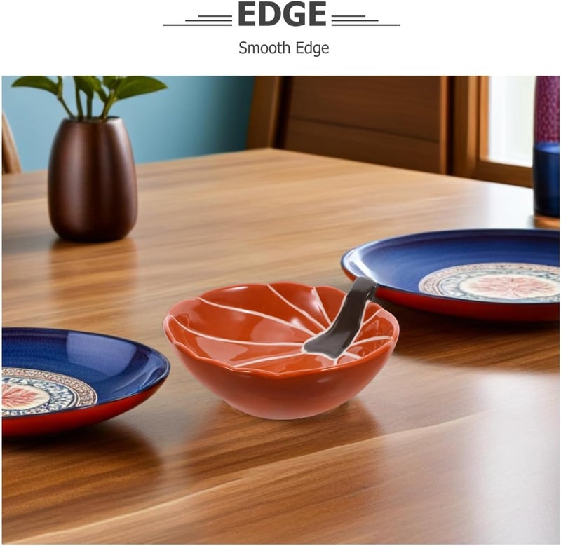 Cabilock Hand-Painted Ceramic Pumpkin Bowl, Halloween Serving Dish, Fall-themed Serving Dish Tableware for Breakfast Salads Candy Desserts - Image 3