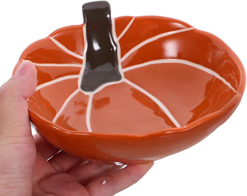 Cabilock Hand-Painted Ceramic Pumpkin Bowl, Halloween Serving Dish, Fall-themed Serving Dish Tableware for Breakfast Salads Candy Desserts - Image 5