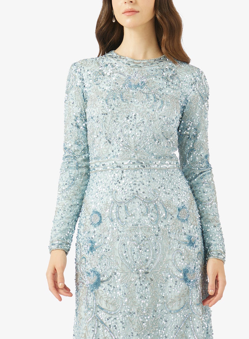 MARYISA Puff Sleeve Sequin Maxi Dress - Image 3