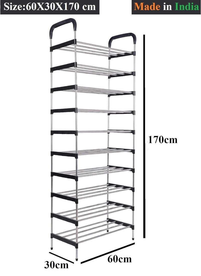Three Secondz Three Secondz Steel Long Split to 2 Book Shelves for Study Room Office Racks and Shelves of Steel Rack Plastic Shoe Racks for Home Iron Shoe Racks Metal 10 Shelves Black  - Image 2