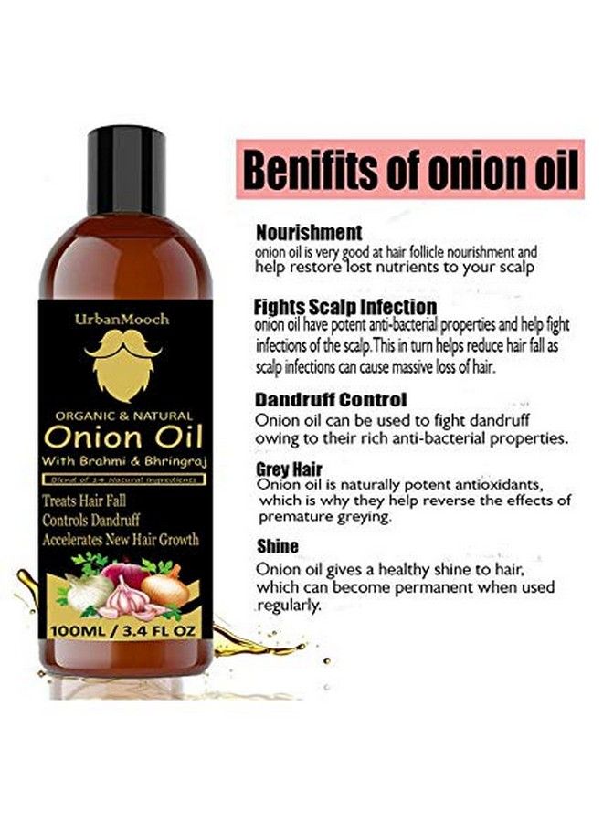 UrbanMooch Organic & Natural Red Onion Herbal Hair Oil With Red Onion Extract 120Ml Combo Pack(Each 60Ml) - Image 3
