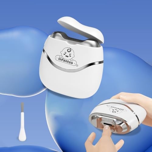 Infantso TRIMSY Electric Baby Nail Trimmer for Newborns to All Age | Baby Nail Care & Grooming Nail Cutter for Baby Boy & Baby Girl | Skin Friendly & Safest Nail Clipper with Cleaning Brush, 1 Piece - Image 1