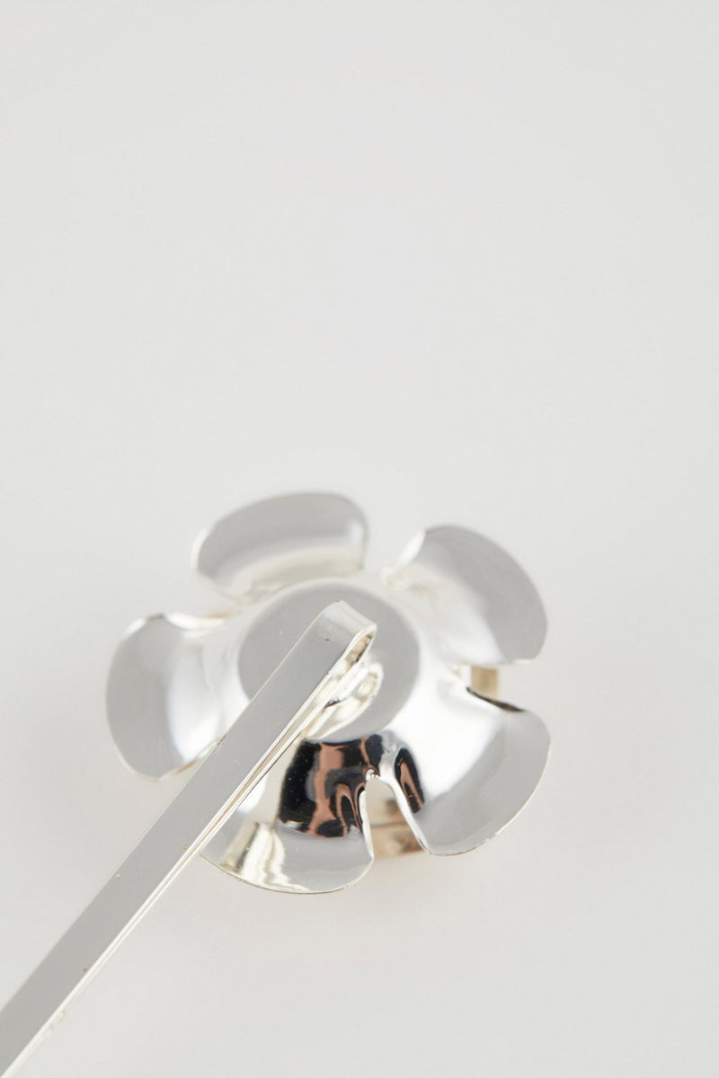 DeFacto Silver Woman 2 Piece Flower Detailed Thin Hair Clips Casual - Image 4