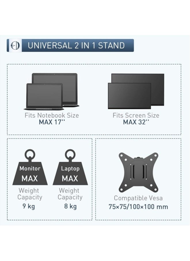 KYD - Laptop Monitor Mount Stand Height Adjustable Desk Mount Monitor Arm with Laptop Tray Dual Monitor Desk Holder, Computer Stands - Image 1