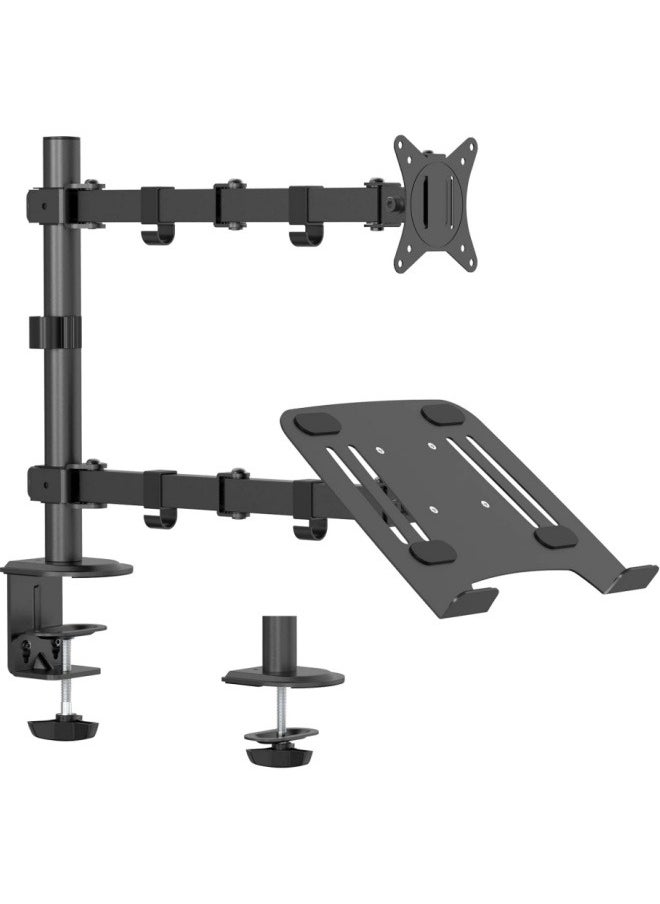 KYD - Laptop Monitor Mount Stand Height Adjustable Desk Mount Monitor Arm with Laptop Tray Dual Monitor Desk Holder, Computer Stands - Image 1