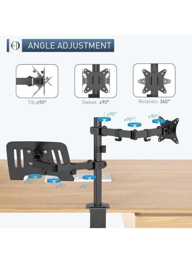 KYD - Laptop Monitor Mount Stand Height Adjustable Desk Mount Monitor Arm with Laptop Tray Dual Monitor Desk Holder, Computer Stands - Image 1
