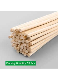 Generic Bamboo Sticks, of 50 Round Wooden Sticks, Bamboo Strips, Ice Sticks, Wooden Strips, Wooden Sticks, Pole Wrap, Wooden Sticks for Crafts, for Craft Projects, 30 cm x 5 mm  - Image 2