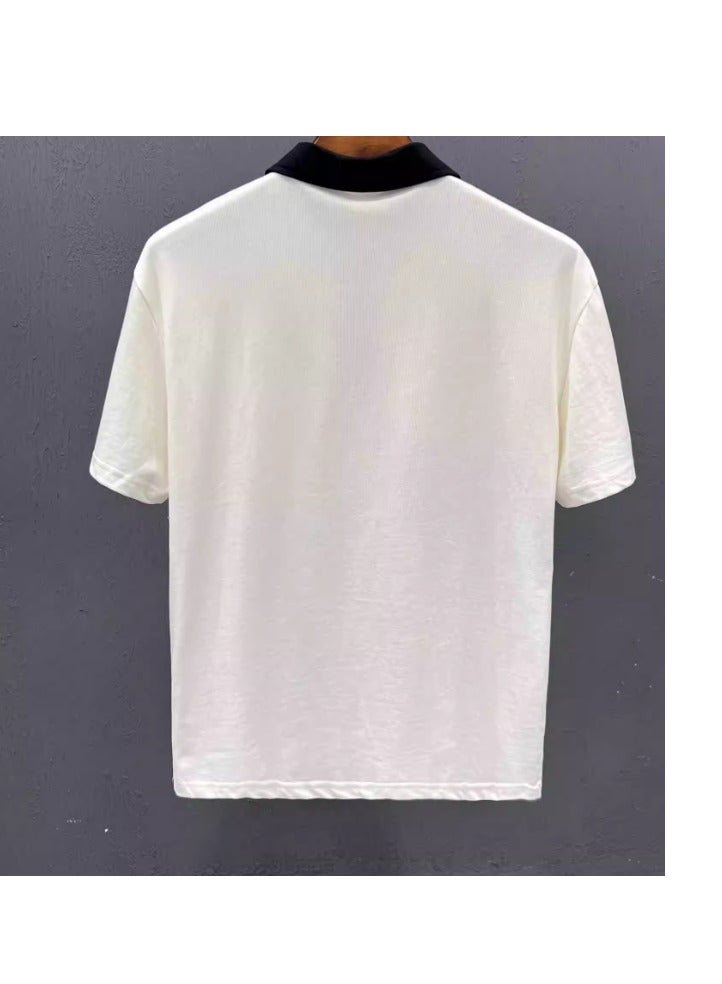 Men's Splicing Half Zipper T-shirt Polo Shirt - Image 2