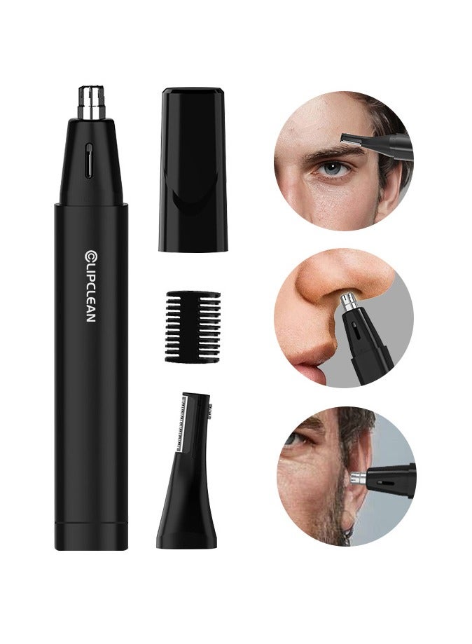 CLIPCLEAN Ear and Nose Hair Trimmer Clipper, 7000 RPM Professional Painless Eyebrow & Facial Hair Trimmer for Men/Women,  USB Rechargeable Electric Nose Hair Trimmer with IPX5 Waterproof, Black - Image 1