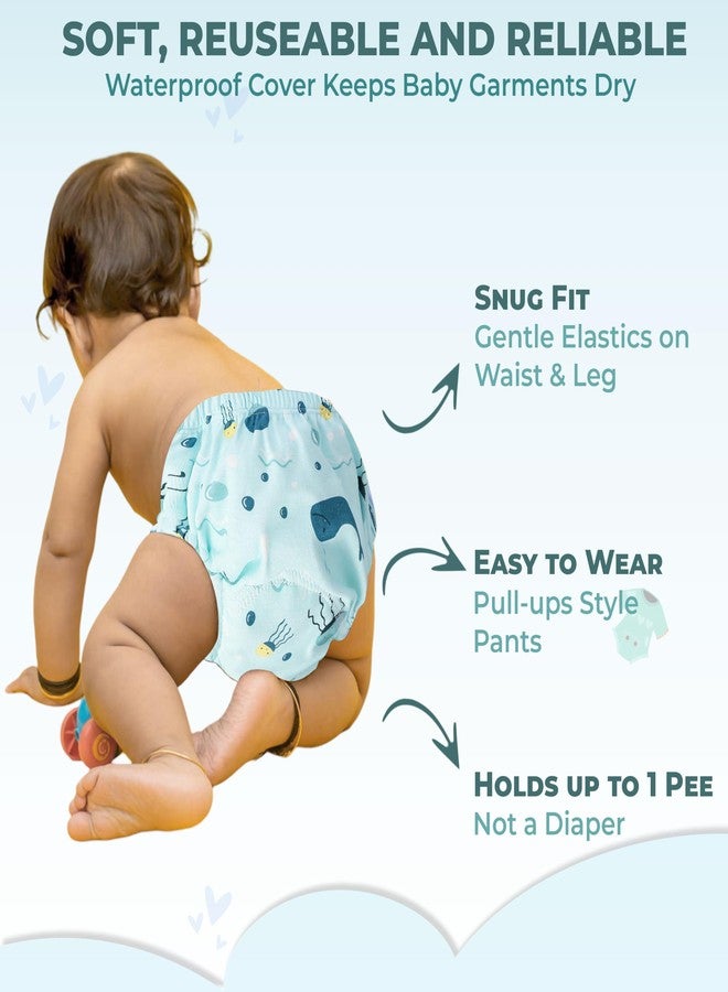 Bembika Baby Training Pant - Soft Cotton, Reusable, and Leak-Resistant Potty Training Pants for Kids Padded Underwear for Babies to Support a Smooth Diaper Free Transition (L Size For 18-24 Months Underwater World Theme) - Image 2