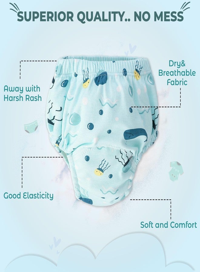 Bembika Baby Training Pant - Soft Cotton, Reusable, and Leak-Resistant Potty Training Pants for Kids Padded Underwear for Babies to Support a Smooth Diaper Free Transition (L Size For 18-24 Months Underwater World Theme) - Image 5