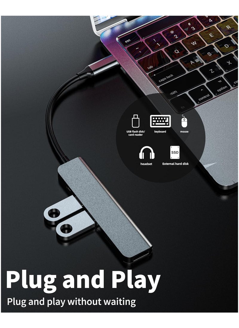 Generic - USB C Hub Adapter (6in1) HDMI TF SD Card Reader Type C Charger Port Dual USB Docking Station Thunderbolt Splitter Monitor Mouse Dongle for Apple iPhone15 Pro Max for iPad Macbook Multiport Accessories - Image 1