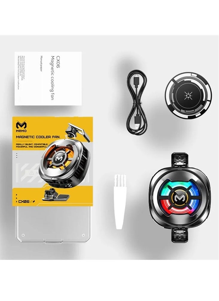 Memo Cx06 Phone Cooler Cooling Fan With Rgb Light Magnetic Frosty Cooler Cooling Fan For Mobile Phone  - Image 1