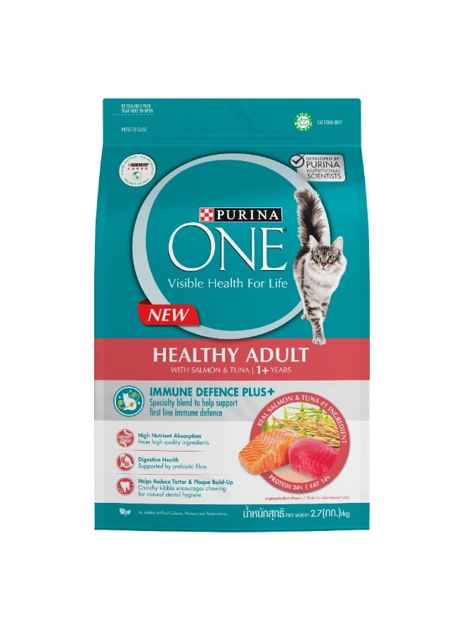 بيورينا ون طعام جاف صحي للقطط البالغة من سمك السلمون والتونة 2.7 كجم - Image 1